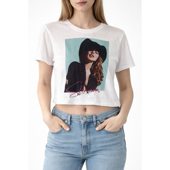 Tops - Shania Twain Crop Graphic T-shirt Women Large Blue Short Sleeve Music